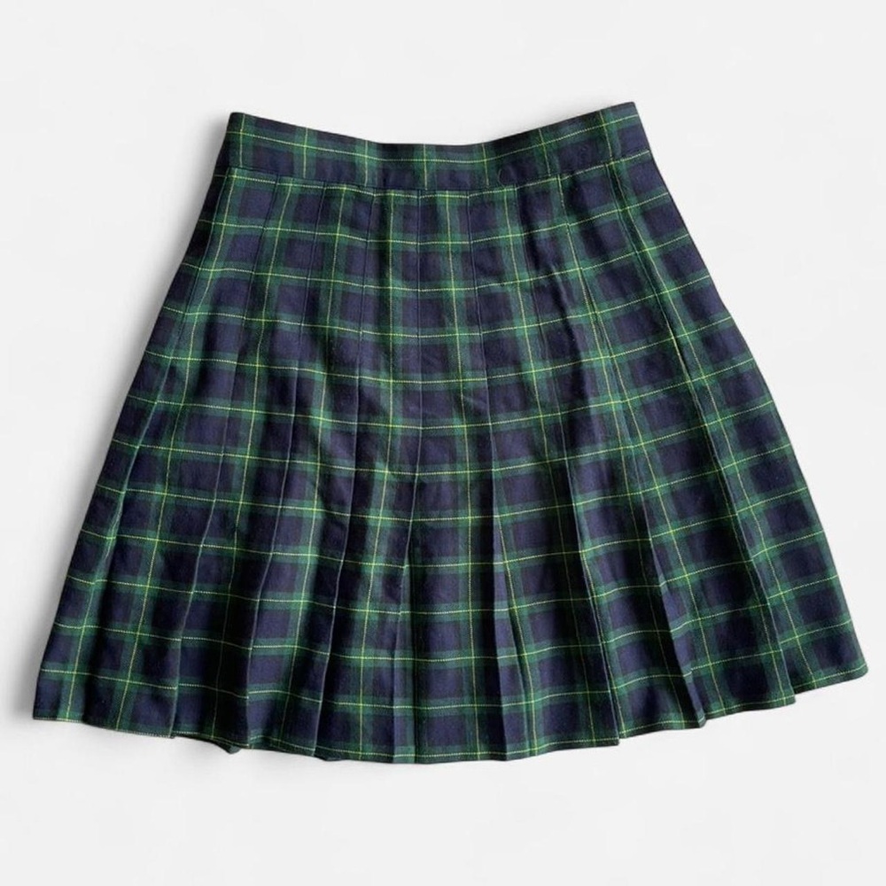 90s Y2K Vintage Joule Energy Blue Green Tartan Plaid Pleated Schoolgirl Skirt - Picture 6 of 6